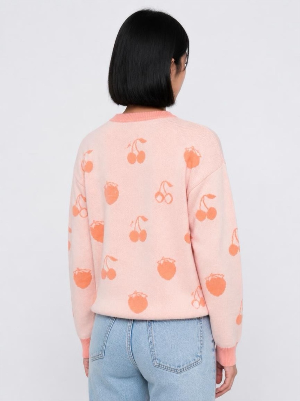 Glo Pink Fruit Pattern Crewneck Sweater - Picture 2 of 4